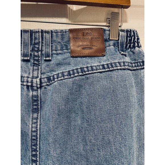 Vintage Lee Acid Wash Jeans Womens High Rise Mom Elastic Waist Size 12 Blue - Picture 5 of 10